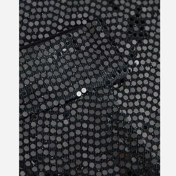 Express Dot Sequin Halter Neck Cropped Tank Black Size Small, Large, XL NWT - Picture 6 of 13